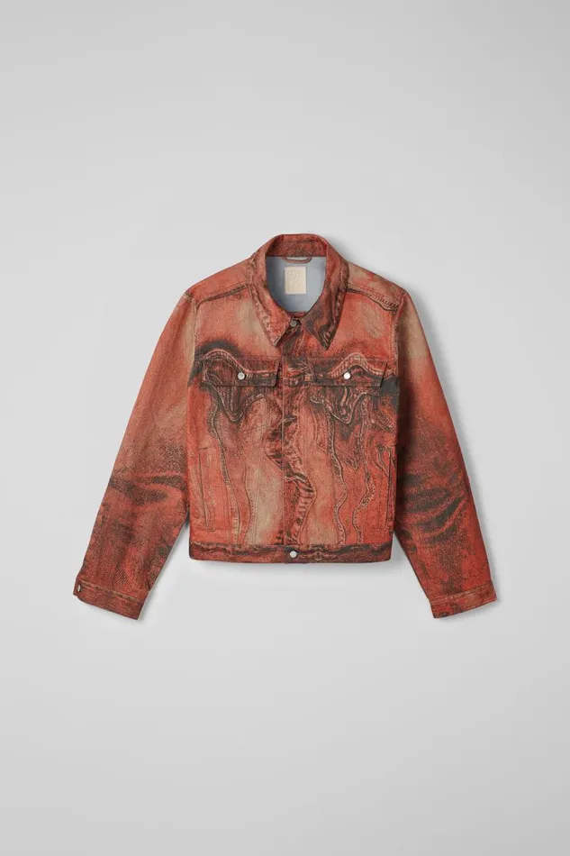 Denim Men Camper Denim Jacket Burnt Orange Denim Jacket