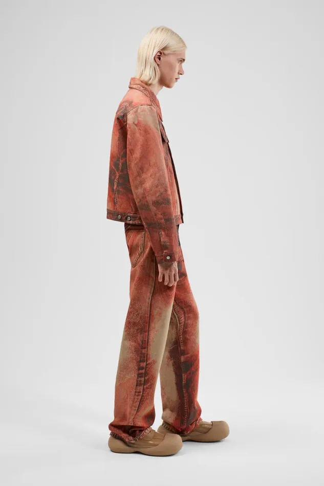 Denim Men Camper Denim Jacket Burnt Orange Denim Jacket