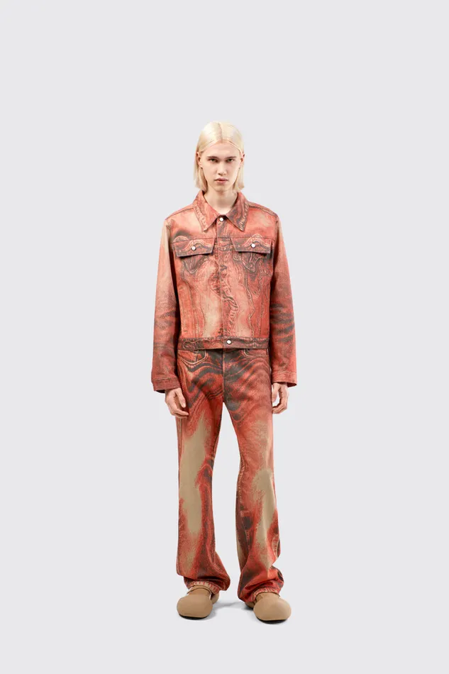 Denim Men Camper Denim Jacket Burnt Orange Denim Jacket