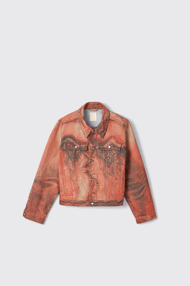Denim Men Camper Denim Jacket Burnt Orange Denim Jacket