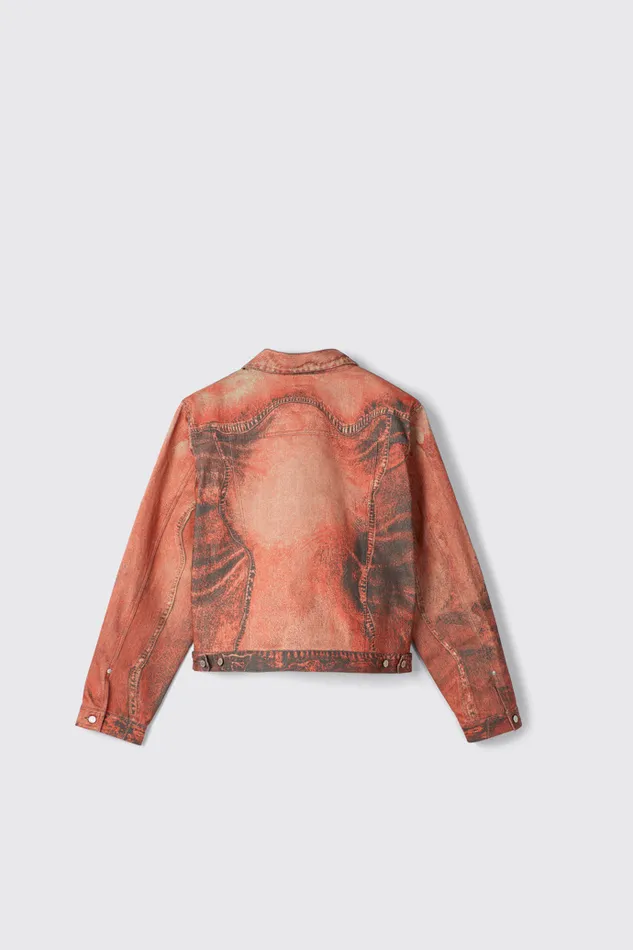 Denim Men Camper Denim Jacket Burnt Orange Denim Jacket