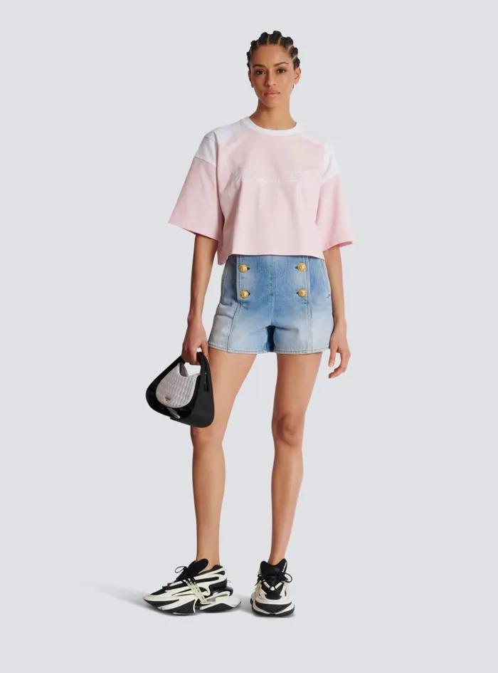 Denim Shorts With Buttons Blue Women Balmain Denim