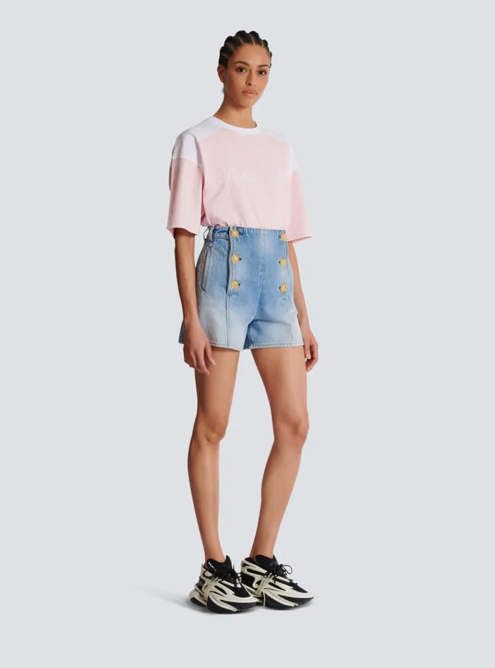 Denim Shorts With Buttons Blue Women Balmain Denim