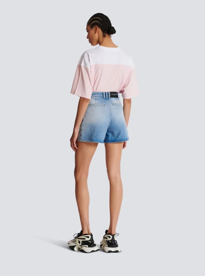 Denim Shorts With Buttons Blue Women Balmain Denim