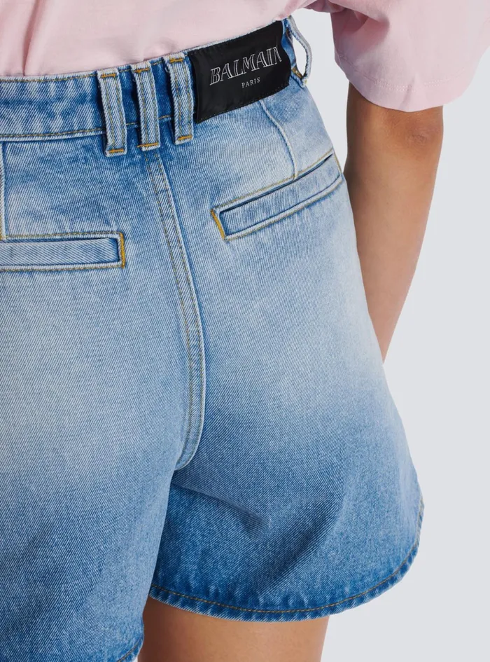 Denim Shorts With Buttons Blue Women Balmain Denim