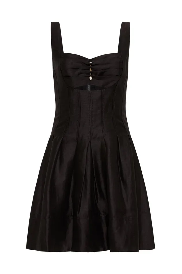 Divinity Pearl Pin Mini Dress Black Women Aje Black Dresses