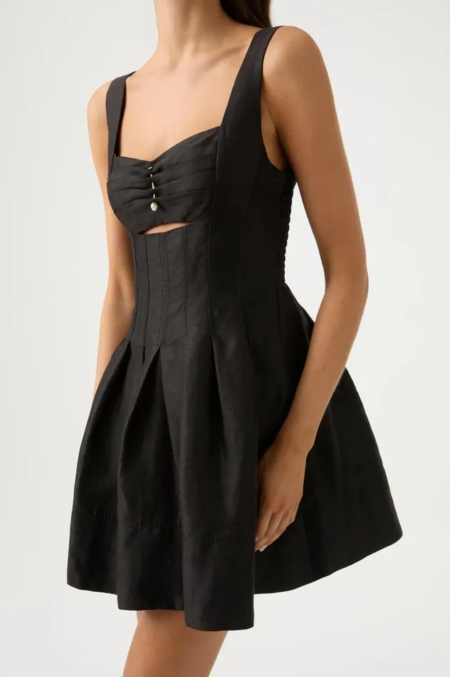 Divinity Pearl Pin Mini Dress Black Women Aje Black Dresses