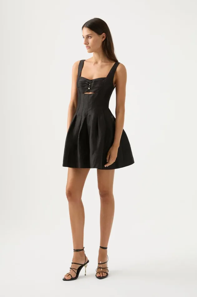 Divinity Pearl Pin Mini Dress Black Women Aje Black Dresses