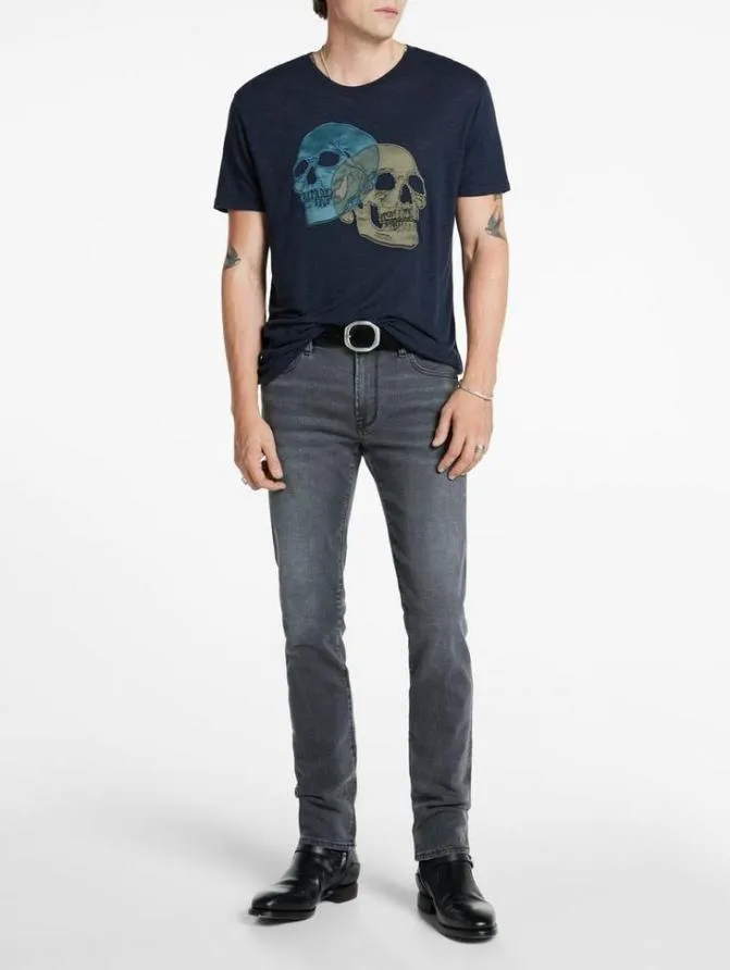 DOUBLE SKULL TEE Black Clothing John Varvatos Graphic Tees