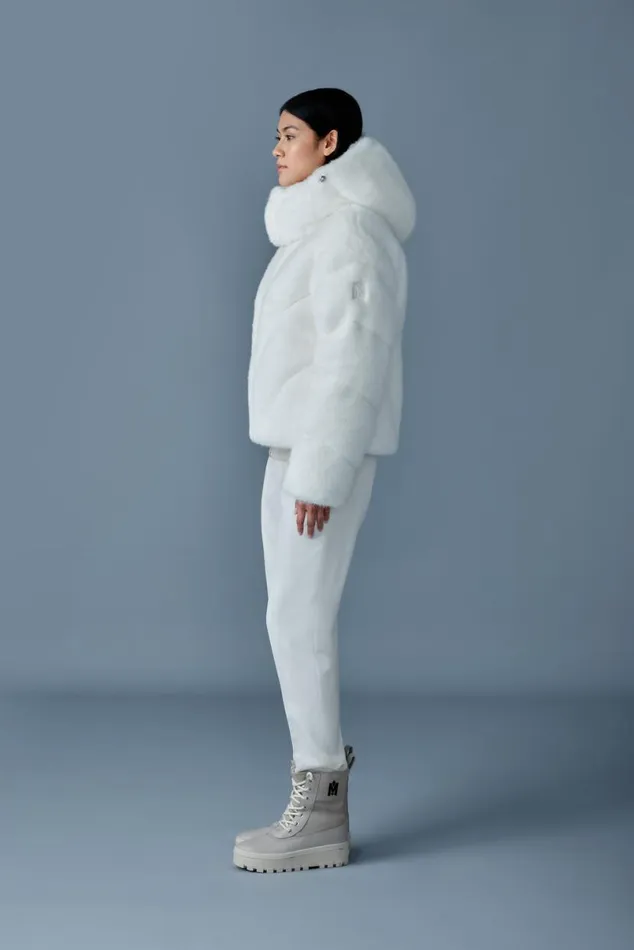 Downs and Jackets Women Mackage ANIK Brushed Fauxfur Down Jacket Cream Downs and Jackets Women Mackage ANIK Brushed Fauxfur Down Jacket Cream