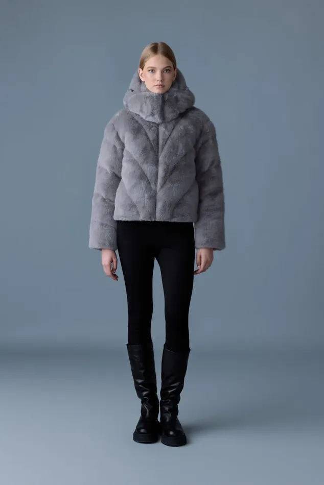 Downs and Jackets Women Mackage ANIK Brushed Fauxfur Down Jacket Cream Downs and Jackets Women Mackage ANIK Brushed Fauxfur Down Jacket Cream