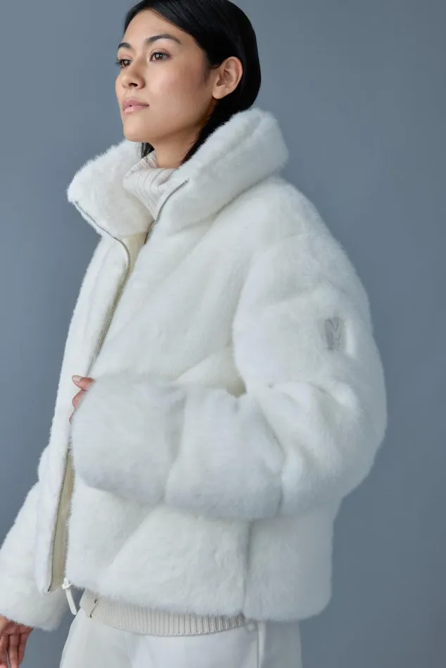 Downs and Jackets Women Mackage ANIK Brushed Fauxfur Down Jacket Cream Downs and Jackets Women Mackage ANIK Brushed Fauxfur Down Jacket Cream
