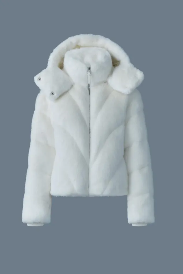 Downs and Jackets Women Mackage ANIK Brushed Fauxfur Down Jacket Cream Downs and Jackets Women Mackage ANIK Brushed Fauxfur Down Jacket Cream
