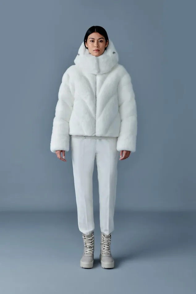 Downs and Jackets Women Mackage ANIK Brushed Fauxfur Down Jacket Cream Downs and Jackets Women Mackage ANIK Brushed Fauxfur Down Jacket Cream