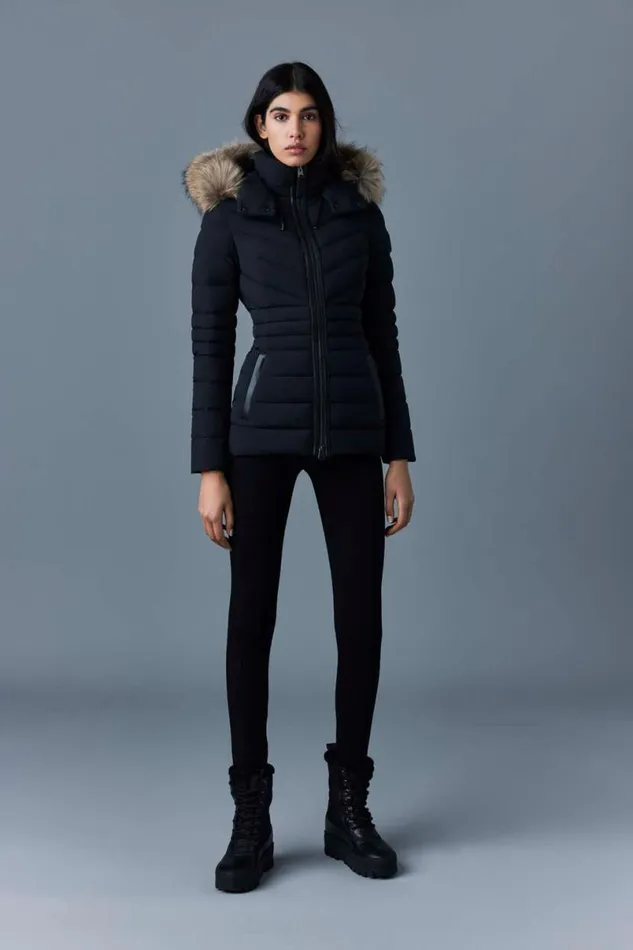 Downs and Jackets Women Mackage PATSY Manteau Agile 360 En Duvet Avec Col En Fourrure Naturelle Black