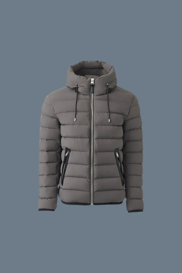 Downs and Parkas Men Mackage JACK Agile360 Stretch Light Down Jacket With Hood Carbon