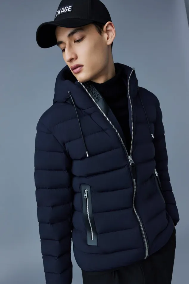 Downs and Parkas Men Mackage JACK Agile360 Stretch Light Down Jacket With Hood Carbon