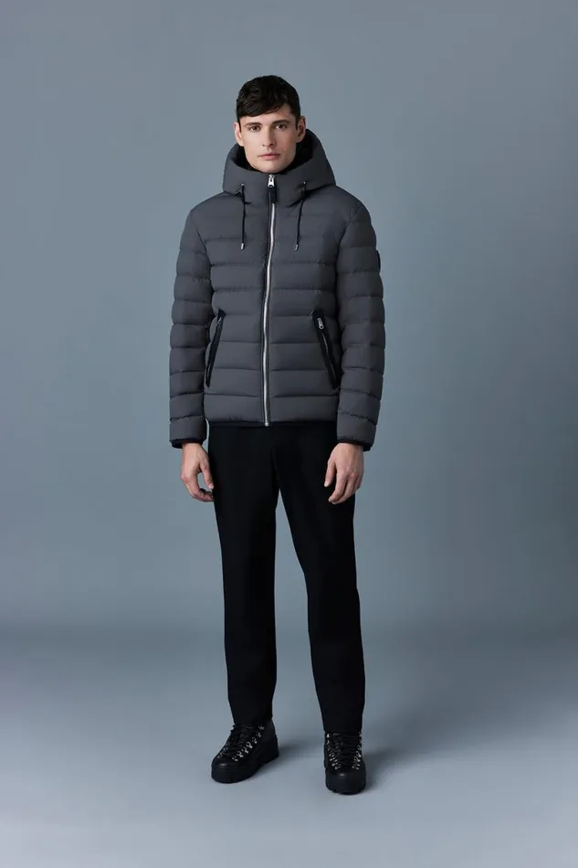 Downs and Parkas Men Mackage JACK Agile360 Stretch Light Down Jacket With Hood Carbon