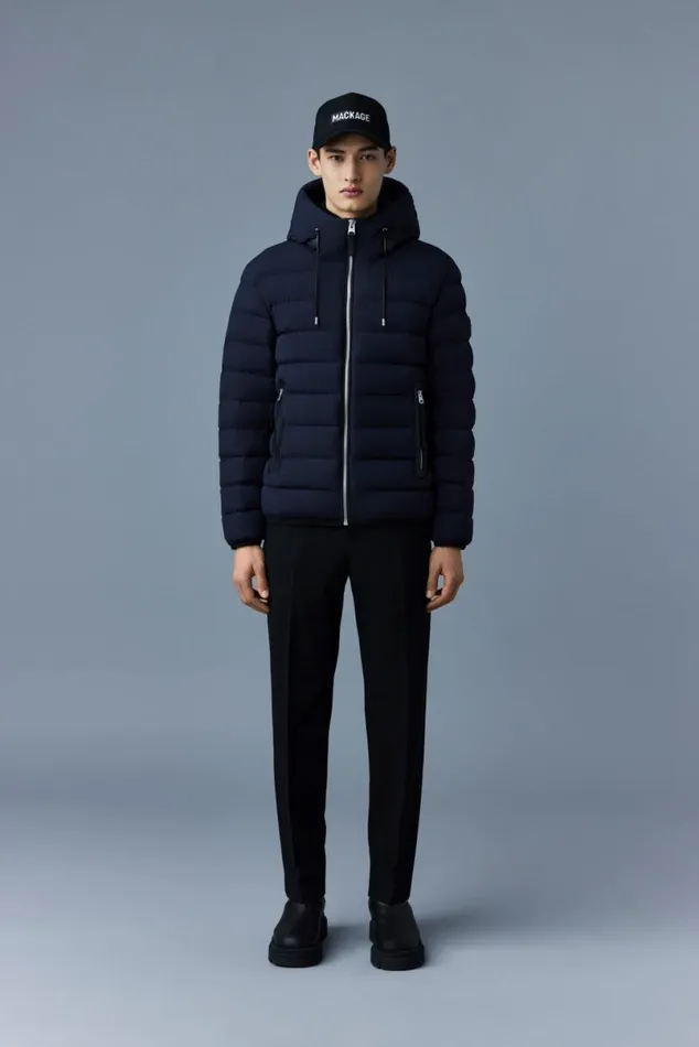 Downs and Parkas Men Mackage JACK Agile360 Stretch Light Down Jacket With Hood Carbon