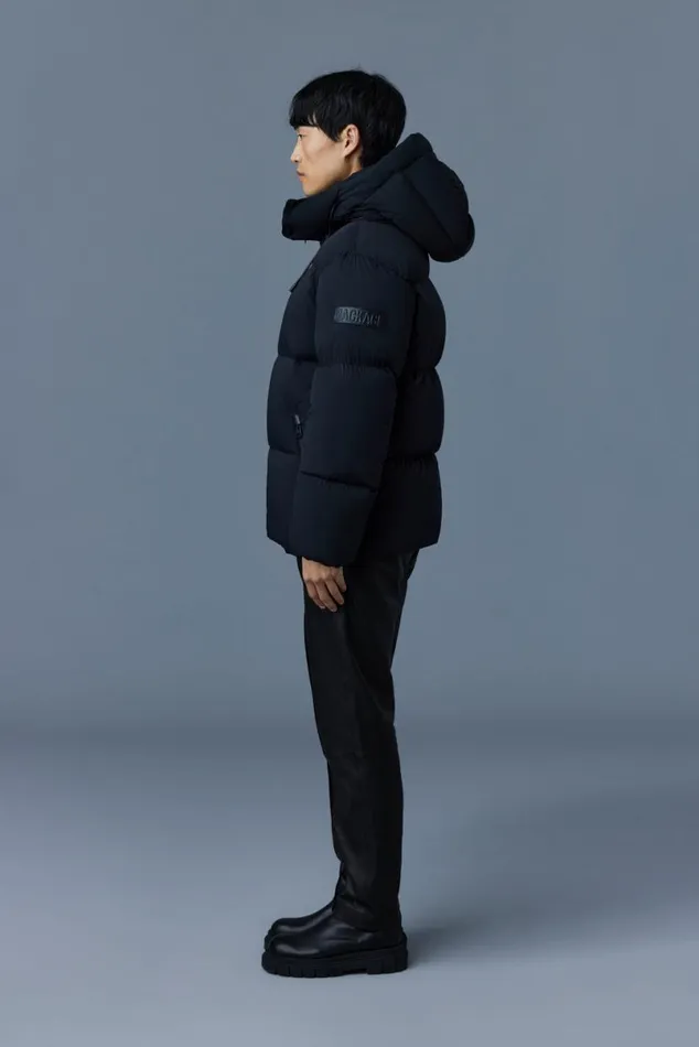 Downs and Parkas Men Mackage KENT Stretch Matt Down Jacket With Hood Black