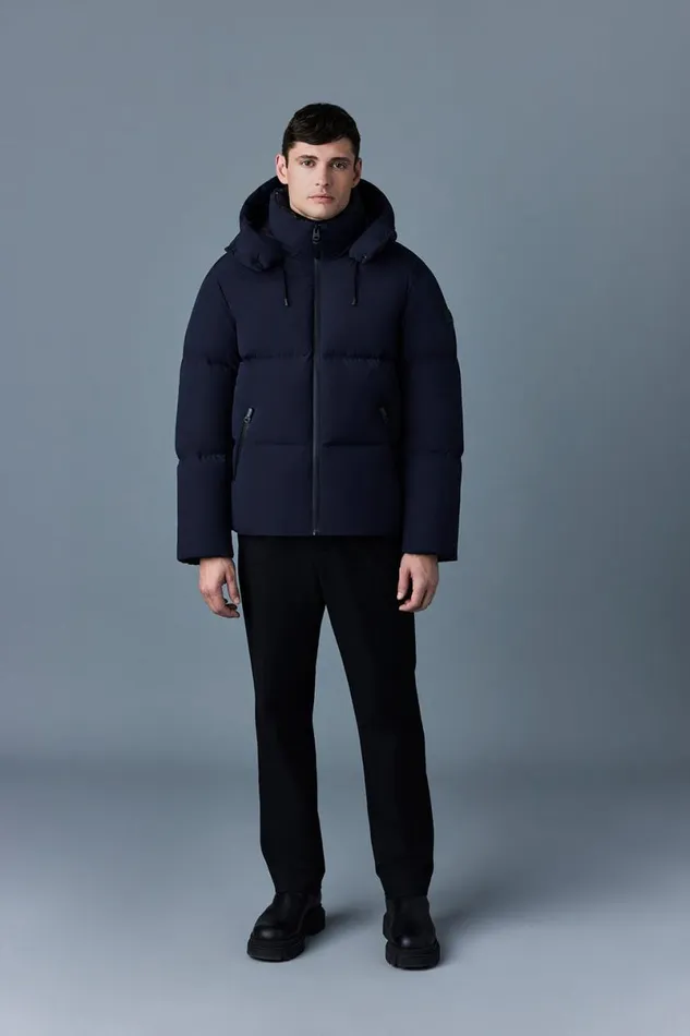 Downs and Parkas Men Mackage KENT Stretch Matt Down Jacket With Hood Black