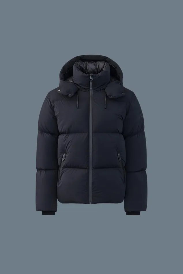 Downs and Parkas Men Mackage KENT Stretch Matt Down Jacket With Hood Black