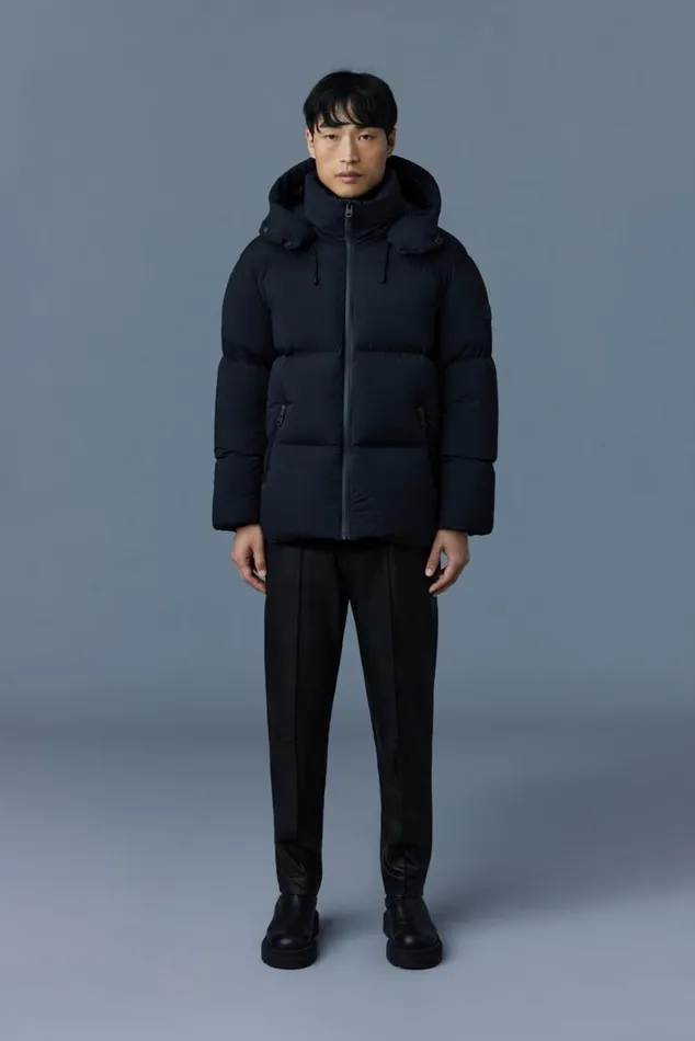 Downs and Parkas Men Mackage KENT Stretch Matt Down Jacket With Hood Black