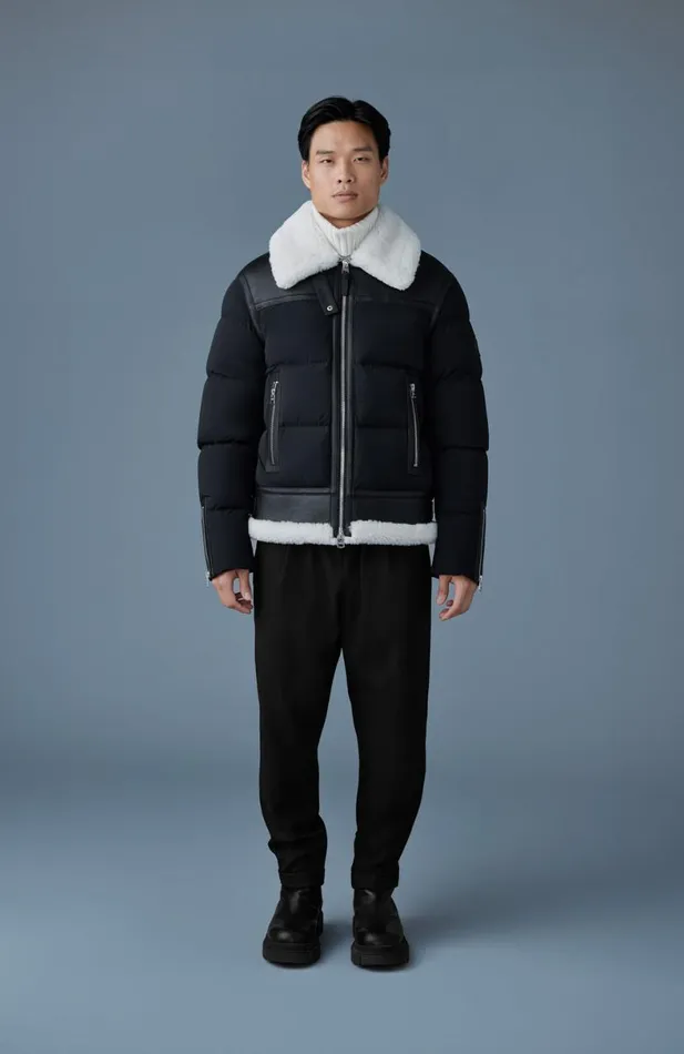 Downs and Parkas Men Mackage ROBERT Mixedmedia Shearling Down Jacket Black Downs and Parkas Men Mackage ROBERT Mixedmedia Shearling Down Jacket Black