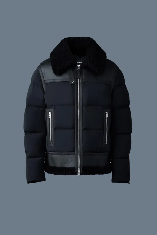Downs and Parkas Men Mackage ROBERT Mixedmedia Shearling Down Jacket Black Downs and Parkas Men Mackage ROBERT Mixedmedia Shearling Down Jacket Black