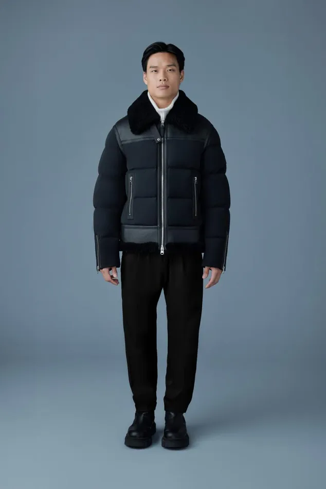 Downs and Parkas Men Mackage ROBERT Mixedmedia Shearling Down Jacket Black Downs and Parkas Men Mackage ROBERT Mixedmedia Shearling Down Jacket Black