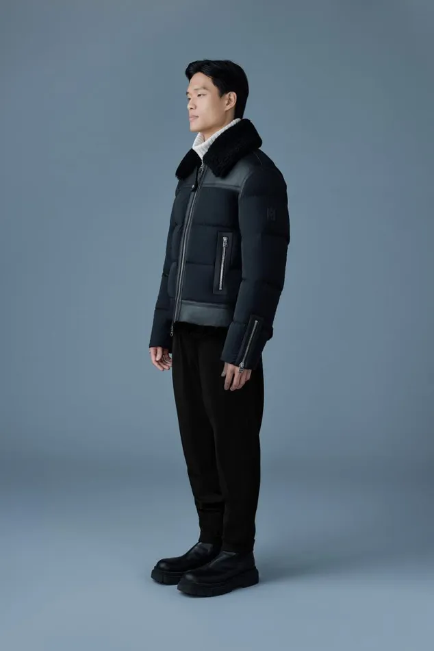 Downs and Parkas Men Mackage ROBERT Mixedmedia Shearling Down Jacket Black Downs and Parkas Men Mackage ROBERT Mixedmedia Shearling Down Jacket Black