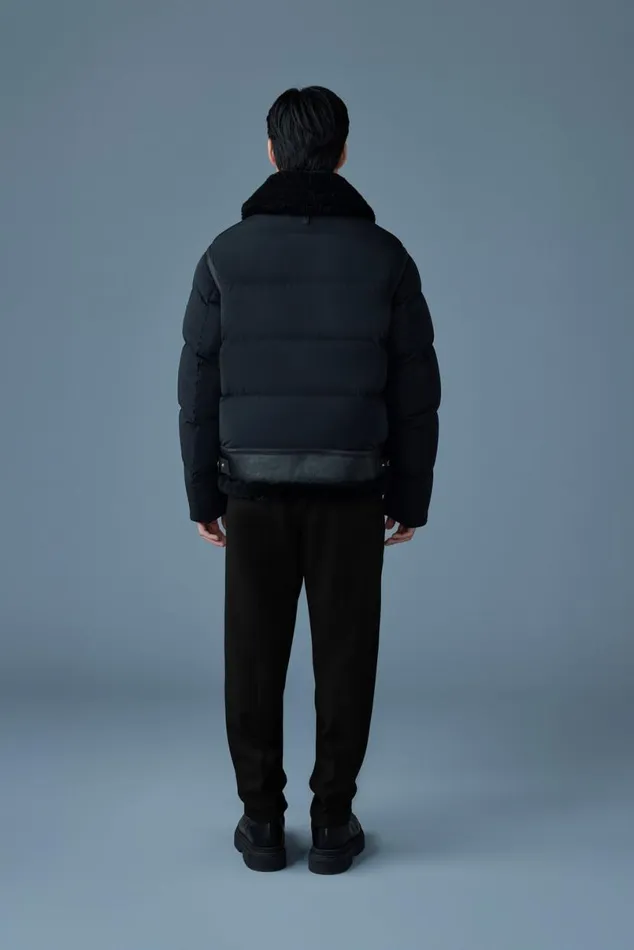 Downs and Parkas Men Mackage ROBERT Mixedmedia Shearling Down Jacket Black Downs and Parkas Men Mackage ROBERT Mixedmedia Shearling Down Jacket Black