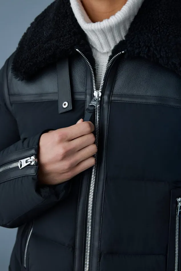 Downs and Parkas Men Mackage ROBERT Mixedmedia Shearling Down Jacket Black Downs and Parkas Men Mackage ROBERT Mixedmedia Shearling Down Jacket Black