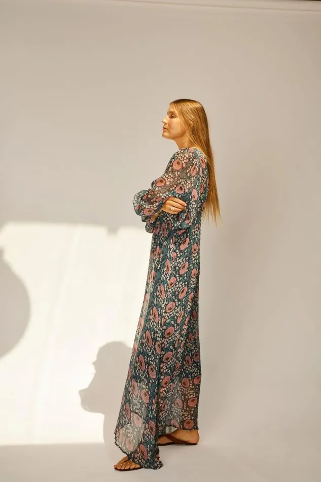 Dresses Shop Natalie Martin ALICE DRESS Vintage Flowers Indigo
