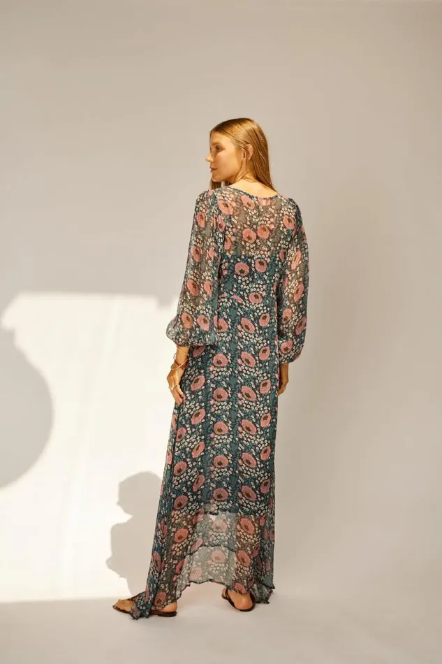 Dresses Shop Natalie Martin ALICE DRESS Vintage Flowers Indigo