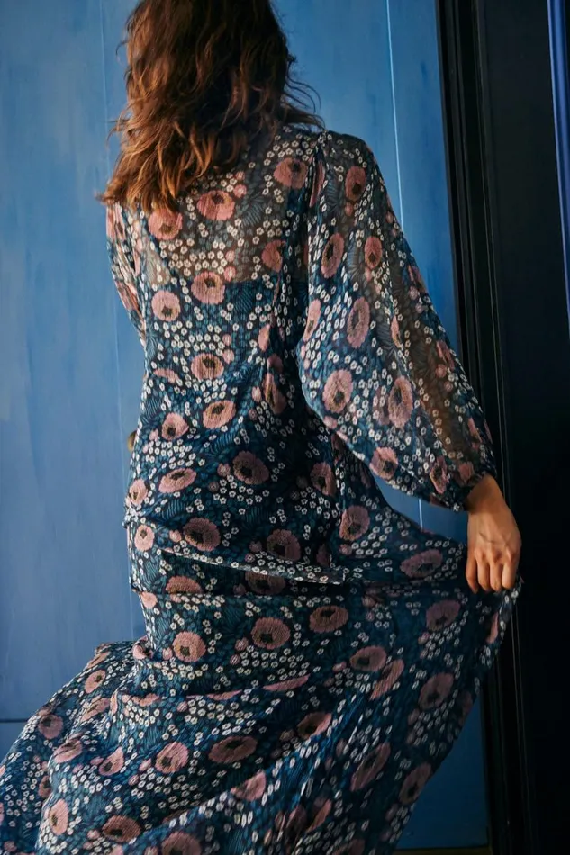 Dresses Shop Natalie Martin ALICE DRESS Vintage Flowers Indigo