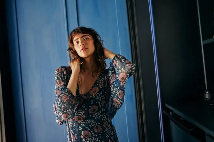 Dresses Shop Natalie Martin ALICE DRESS Vintage Flowers Indigo