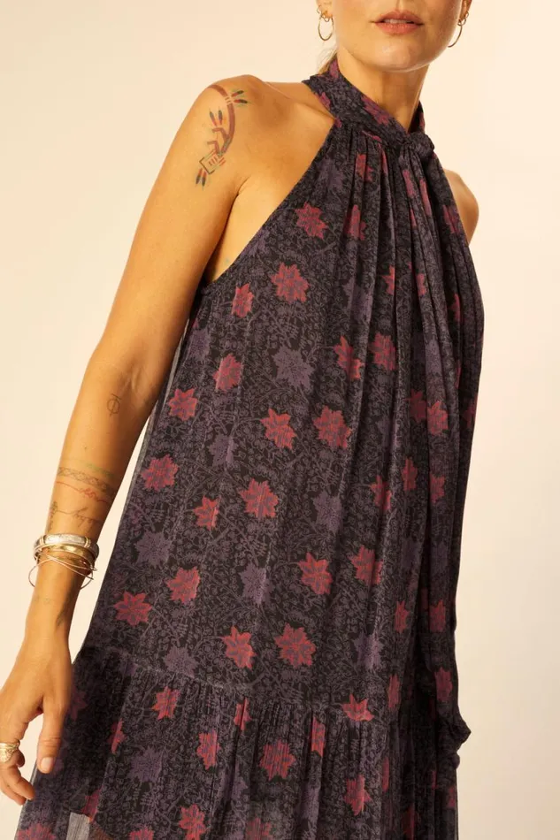 Dresses Shop Natalie Martin INDIANA MAXI Snowflake Aubergine