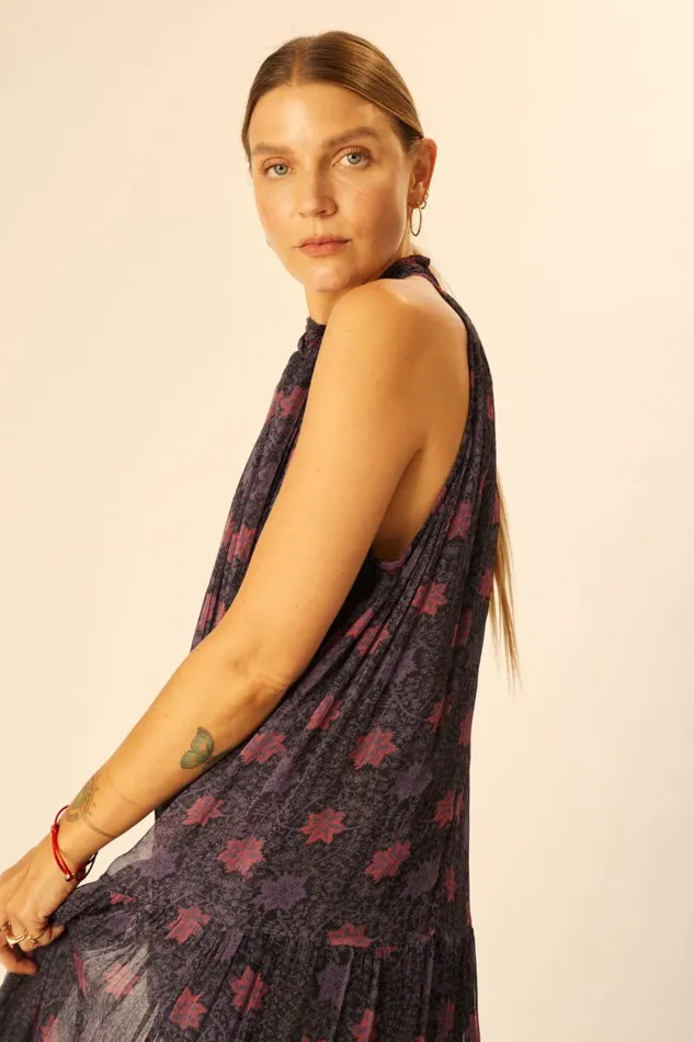 Dresses Shop Natalie Martin INDIANA MAXI Snowflake Aubergine