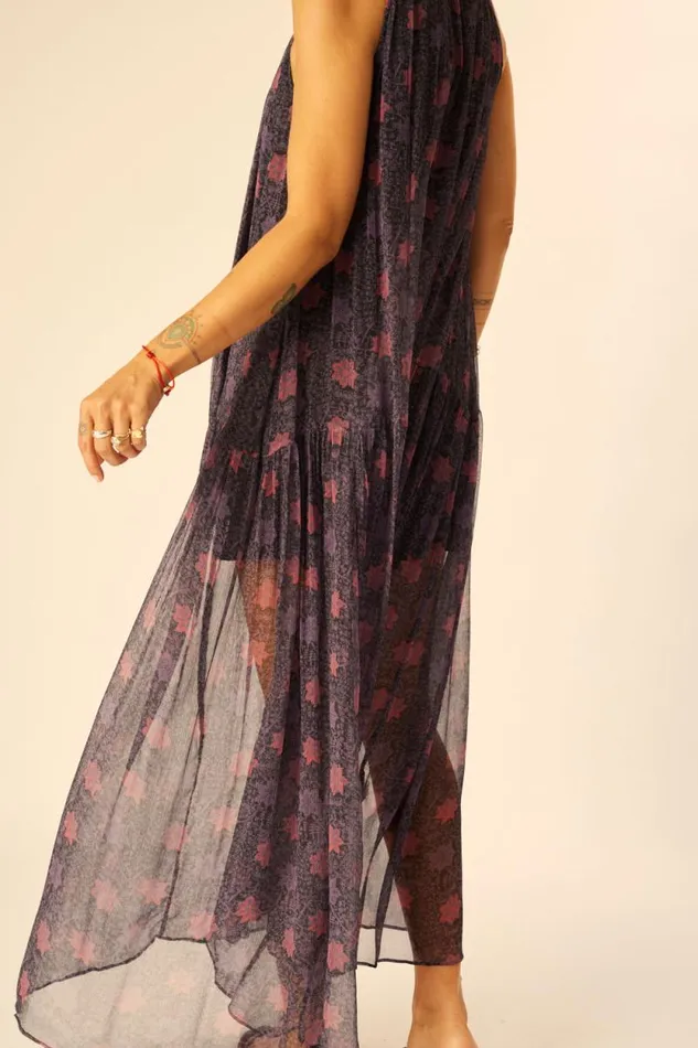 Dresses Shop Natalie Martin INDIANA MAXI Snowflake Aubergine