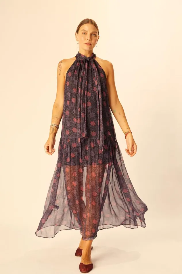 Dresses Shop Natalie Martin INDIANA MAXI Snowflake Aubergine
