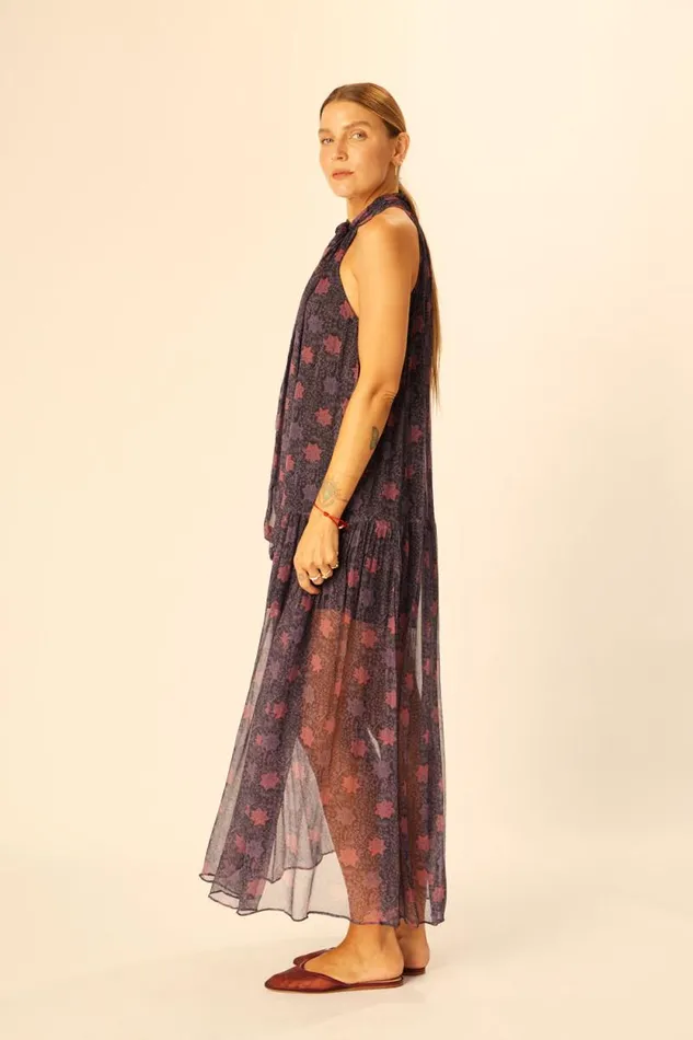 Dresses Shop Natalie Martin INDIANA MAXI Snowflake Aubergine
