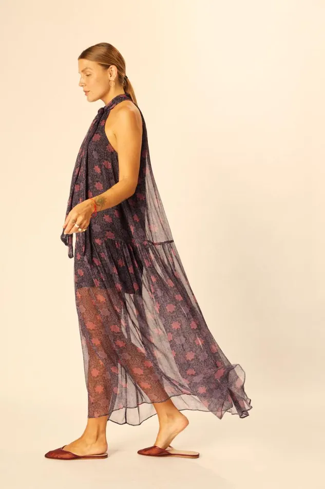 Dresses Shop Natalie Martin INDIANA MAXI Snowflake Aubergine