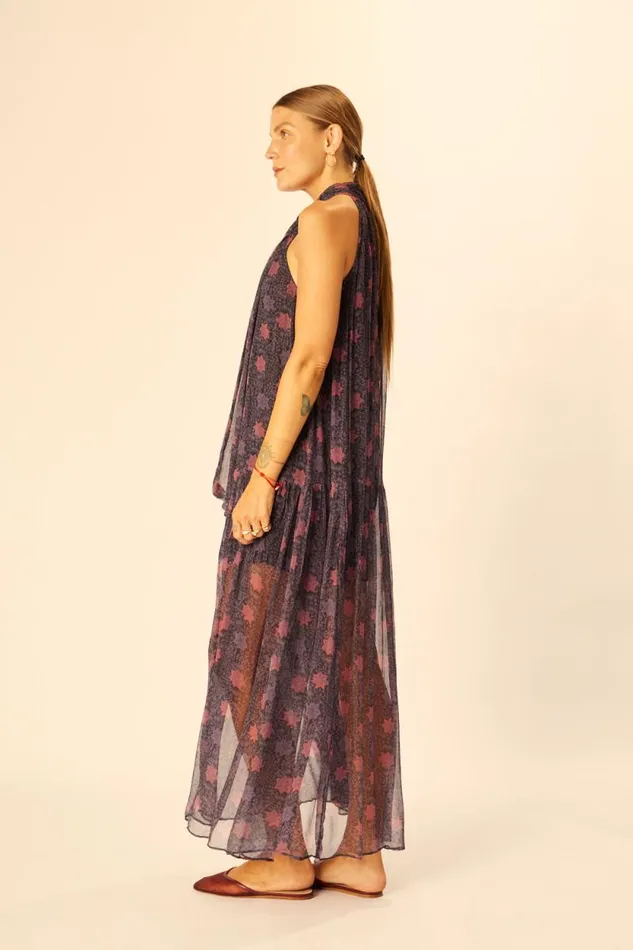 Dresses Shop Natalie Martin INDIANA MAXI Snowflake Aubergine
