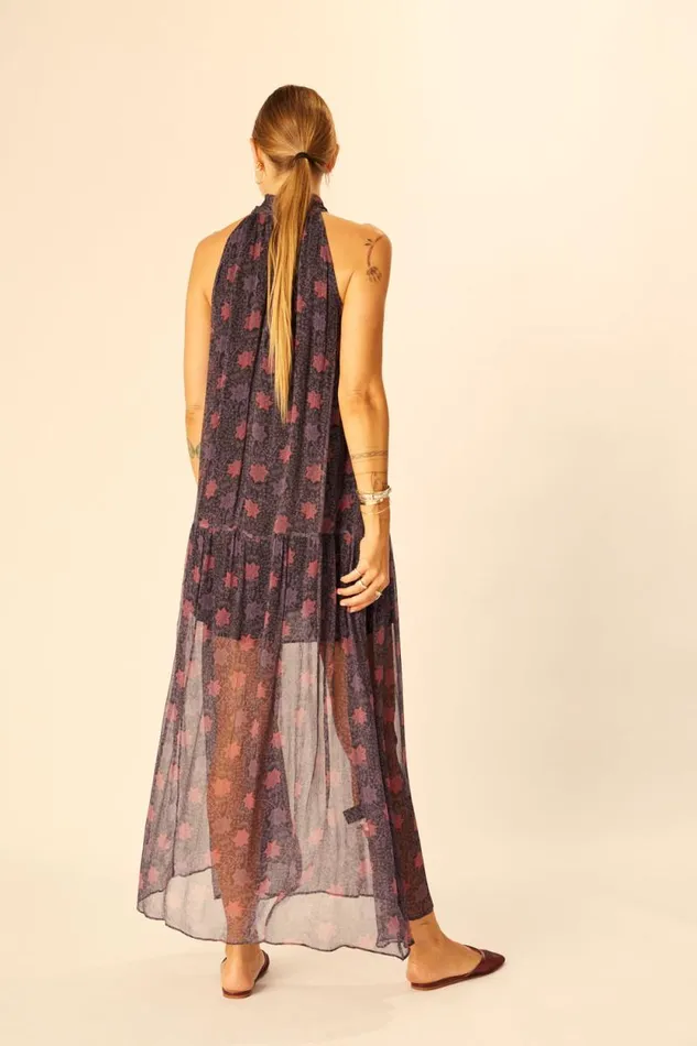 Dresses Shop Natalie Martin INDIANA MAXI Snowflake Aubergine