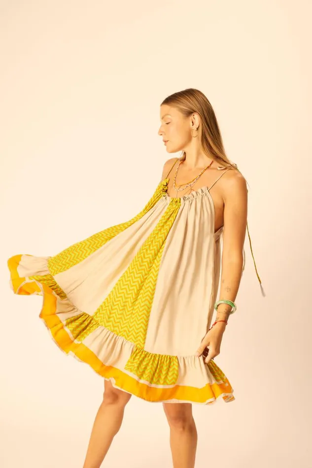 Dresses Shop Natalie Martin JERUSHA MINI Block Zigzag Tangerine