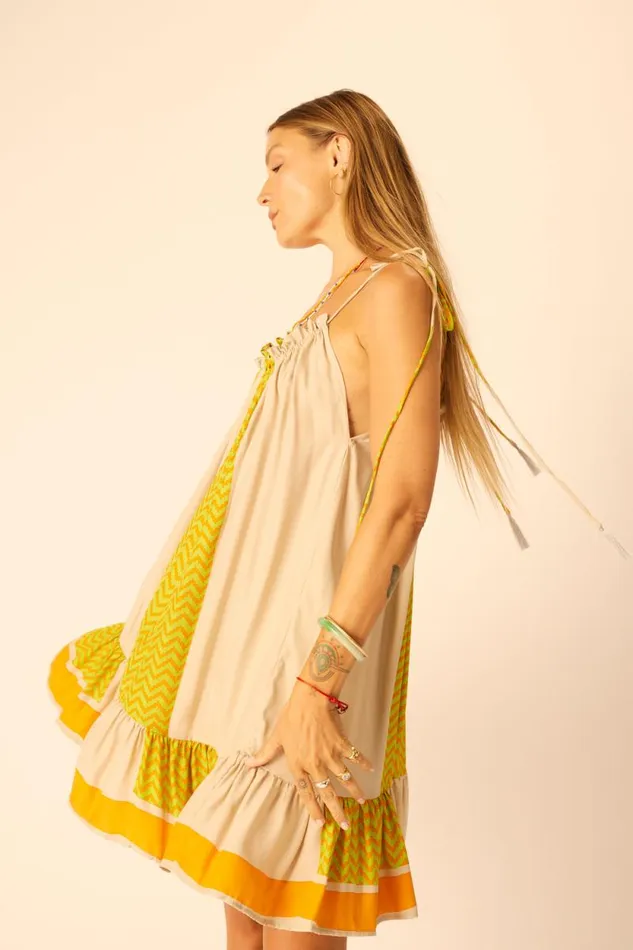 Dresses Shop Natalie Martin JERUSHA MINI Block Zigzag Tangerine