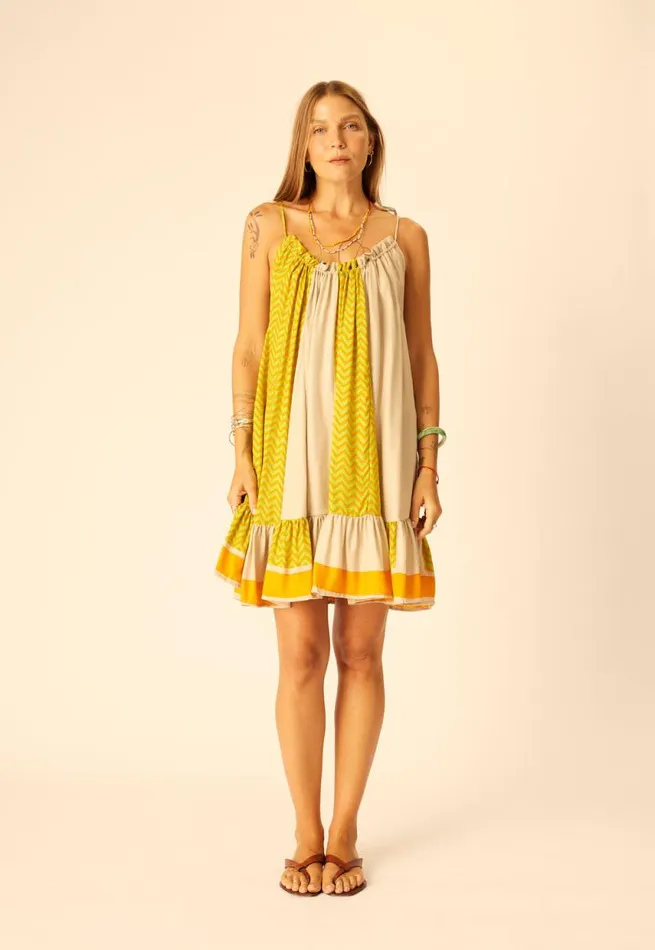 Dresses Shop Natalie Martin JERUSHA MINI Block Zigzag Tangerine