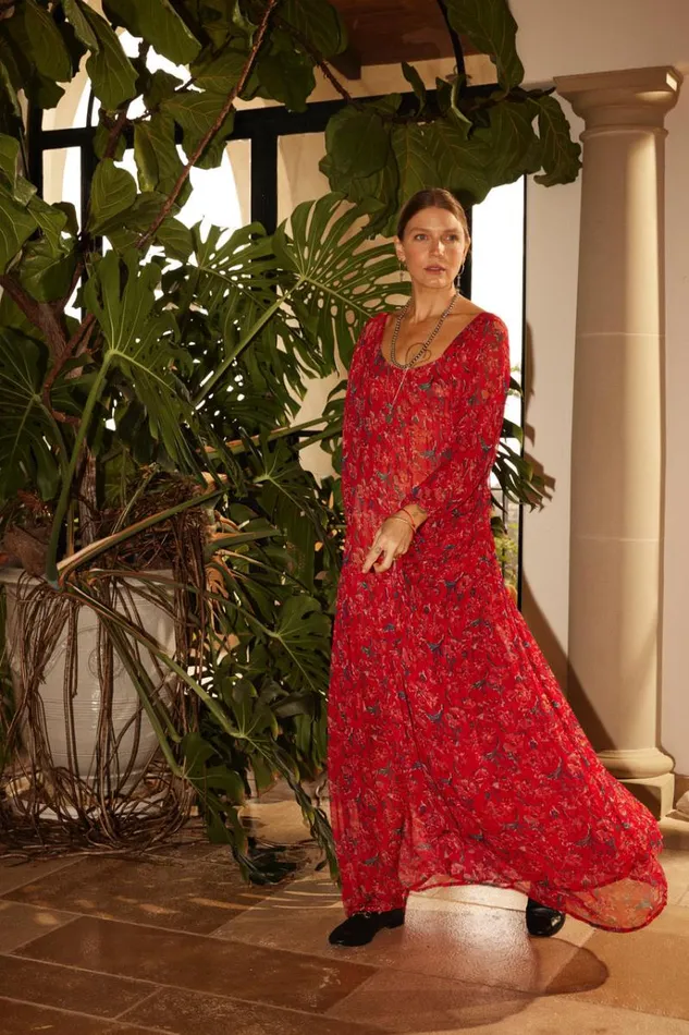 Dresses Shop Natalie Martin LAINEY DRESS Chiffon Watercolor Vermil