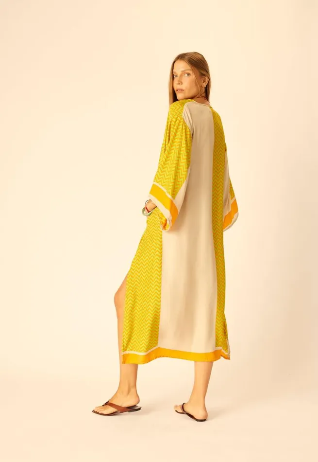 Dresses Shop Natalie Martin MARIN DRESS WITH SASH Block Zigzag Aubergine